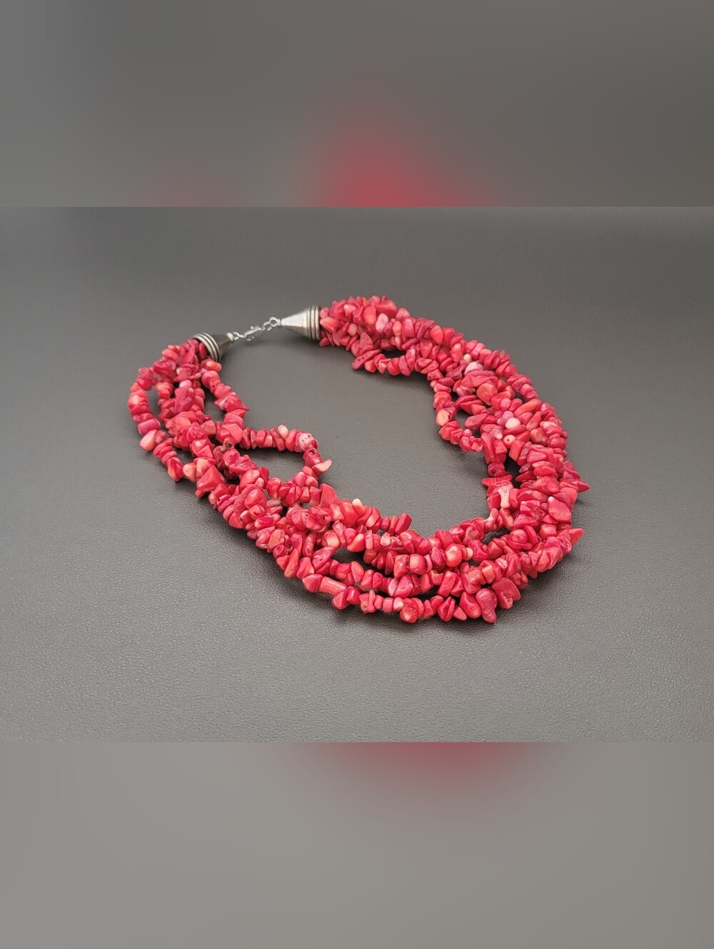 Vintage Multi-Strand Red Coral Chip Torsade Necklace | Statement Boho Southwest